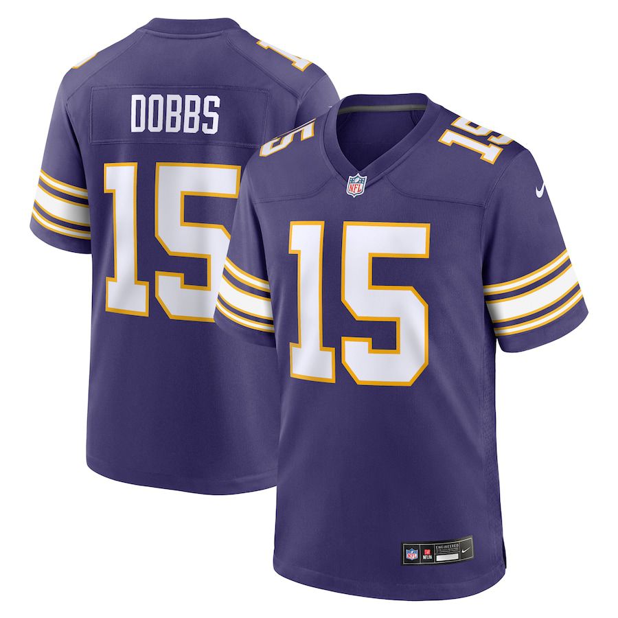 Men Minnesota Vikings 15 Joshua Dobbs Nike Purple Alternate Game NFL Jersey